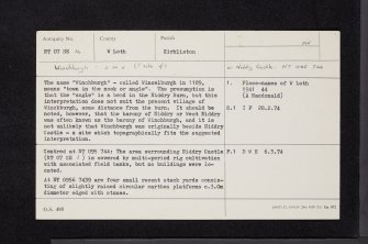 Winchburgh, General, NT07SE 16, Ordnance Survey index card, Recto