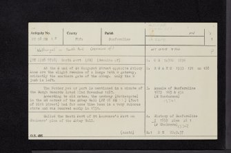 Pitliver House, East Entrance Gatepiers, NT08NE 1.3, Ordnance Survey index card, page number 1, Recto