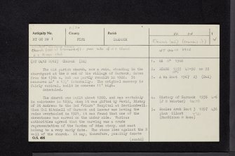 Carnock, Old Parish Church And Graveyard, NT08NW 1, Ordnance Survey index card, page number 1, Recto