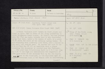 Bridgeness, NT08SW 4, Ordnance Survey index card, page number 1, Recto