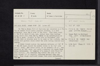 Carriden, NT08SW 7, Ordnance Survey index card, page number 1, Recto