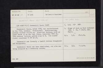 Bo'Ness, Bridgeness Road, Cowdenhill House, NT08SW 19, Ordnance Survey index card, Recto