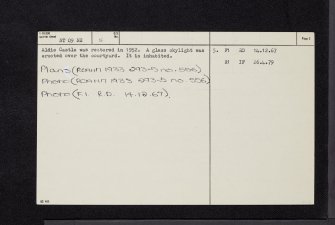 Aldie Castle, NT09NE 5, Ordnance Survey index card, page number 2, Verso