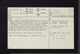 Craigton, NT09NE 13, Ordnance Survey index card, page number 1, Recto