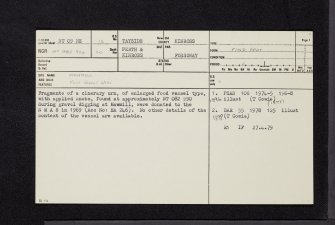 Mawmill, NT09NE 16, Ordnance Survey index card, page number 1, Recto