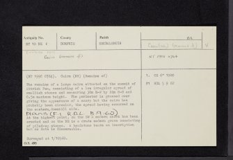 Ettrick Pen, NT10NE 1, Ordnance Survey index card, Recto