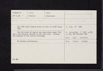 Dawyck House, NT13NE 15, Ordnance Survey index card, Recto