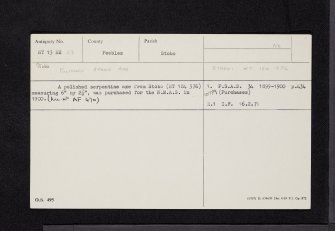 Stobo, NT13NE 28, Ordnance Survey index card, Recto