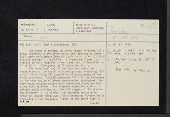 Dreva Craig, NT13NW 8, Ordnance Survey index card, page number 1, Recto