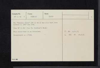 St Gordian's Cross, NT13SE 2, Ordnance Survey index card, page number 2, Verso