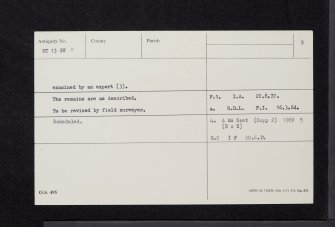 Glenholm, Old Parish Church, NT13SW 5, Ordnance Survey index card, page number 2, Verso