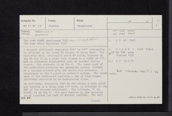 Stanhope Cottage, NT13SW 17, Ordnance Survey index card, page number 1, Recto