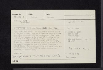 Bordlands Rings, NT14NE 5, Ordnance Survey index card, page number 1, Recto