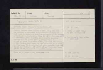 Grahame's Walls, NT14NE 14, Ordnance Survey index card, Recto