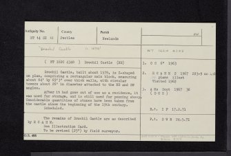 Drochil Castle, NT14SE 12, Ordnance Survey index card, Recto
