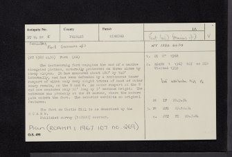 Castlecraig, NT14SW 5, Ordnance Survey index card, Recto