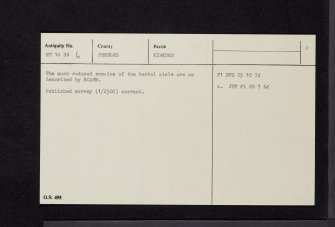 Kirkurd Old Church, NT14SW 6, Ordnance Survey index card, page number 2, Verso