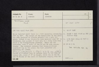 Gallowberry Wood, NT14SW 8, Ordnance Survey index card, page number 1, Recto