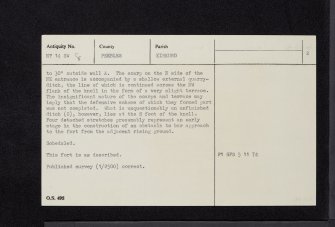 Gallowberry Wood, NT14SW 8, Ordnance Survey index card, page number 2, Verso