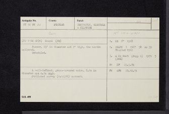 Stirkfield, NT14SW 22, Ordnance Survey index card, Recto