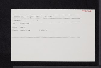 Stirkfield, NT14SW 22, Ordnance Survey index card, Recto