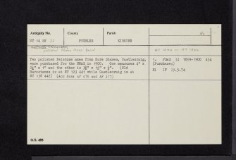 Harestanes, Castlecraig, NT14SW 32, Ordnance Survey index card, Recto