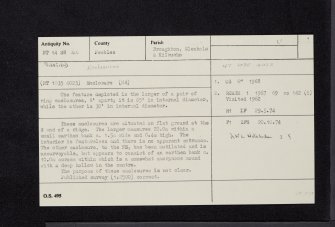 Stirkfield, NT14SW 44, Ordnance Survey index card, Recto