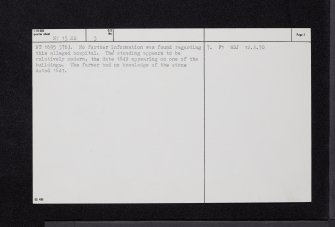 Spittal Farm, NT15NE 5, Ordnance Survey index card, page number 2, Verso