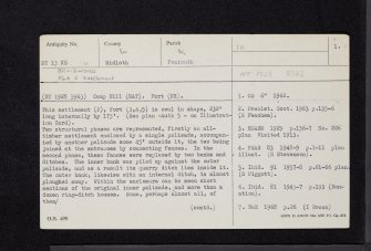 Braidwood, NT15NE 14, Ordnance Survey index card, page number 1, Recto