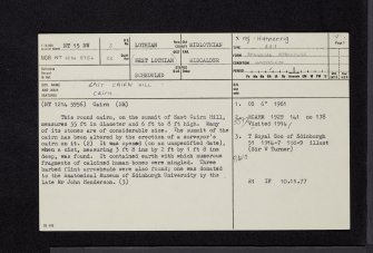 East Cairn Hill, NT15NW 3, Ordnance Survey index card, page number 1, Recto