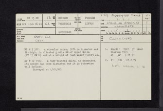 North Muir, NT15SW 13, Ordnance Survey index card, page number 1, Recto