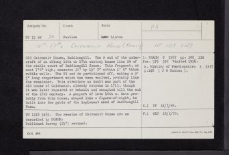 Cairnmuir House, NT15SW 20, Ordnance Survey index card, Recto