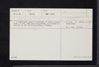 Slipperfield, NT15SW 23, Ordnance Survey index card, Recto