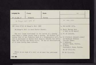 Currie, St Mungo's Well, NT16NE 19, Ordnance Survey index card, Recto