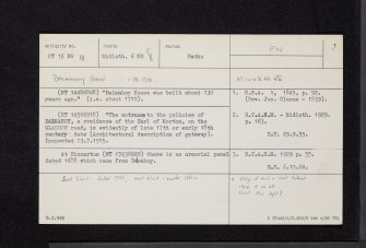 Dalmahoy House, NT16NW 10, Ordnance Survey index card, page number 1, Recto