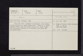 Bonnington House, Dovecot, NT16NW 19, Ordnance Survey index card, Recto