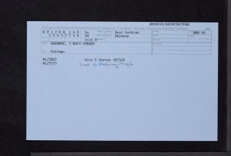 Dalmeny, 5 Main Street, NT17NW 148, Ordnance Survey index card, Recto