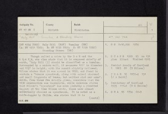 Newbridge, Huly Hill, NT17SW 8, Ordnance Survey index card, page number 1, Recto