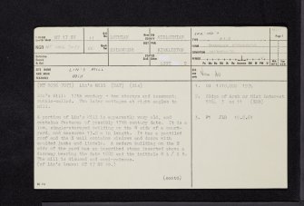 Edinburgh, Kirkliston, Lin's Mill, NT17SW 11, Ordnance Survey index card, page number 1, Recto