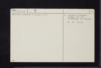 Edinburgh, Kirkliston, Lin's Mill, NT17SW 11, Ordnance Survey index card, page number 2, Verso