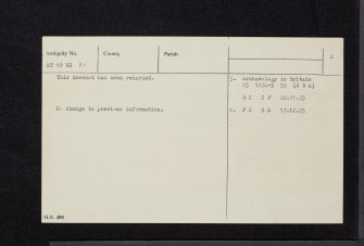 Aberdour Castle, Dovecot, NT18NE 8.1, Ordnance Survey index card, page number 2, Recto
