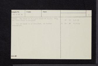 Aberdour, Old Manse, NT18NE 14, Ordnance Survey index card, page number 2, Verso