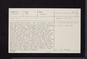 Aberdour, NT18NE 15, Ordnance Survey index card, page number 1, Recto