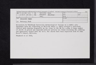 Hillside Parks, Aberdour, NT18NE 40, Ordnance Survey index card, Recto