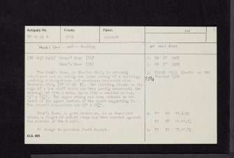 Charles Hill, Monks' Cave, NT18SE 1, Ordnance Survey index card, Recto