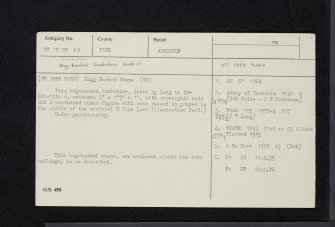 Inchcolm, Hogback Stone, NT18SE 7.3, Ordnance Survey index card, Recto