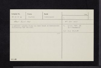 Eskdalemuir Observatory, NT20SW 12, Ordnance Survey index card, Recto