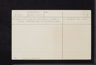 Thirlestane Tower, NT21NE 1, Ordnance Survey index card, page number 2, Verso