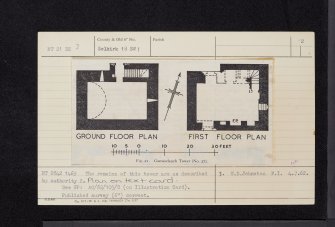 Gamescleuch Tower, NT21SE 3, Ordnance Survey index card, page number 2, Verso