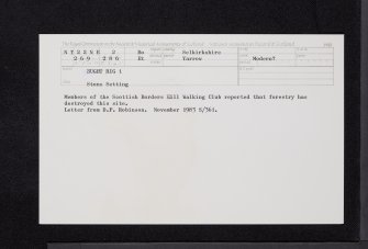 Bught Rig, NT22NE 2, Ordnance Survey index card, Recto